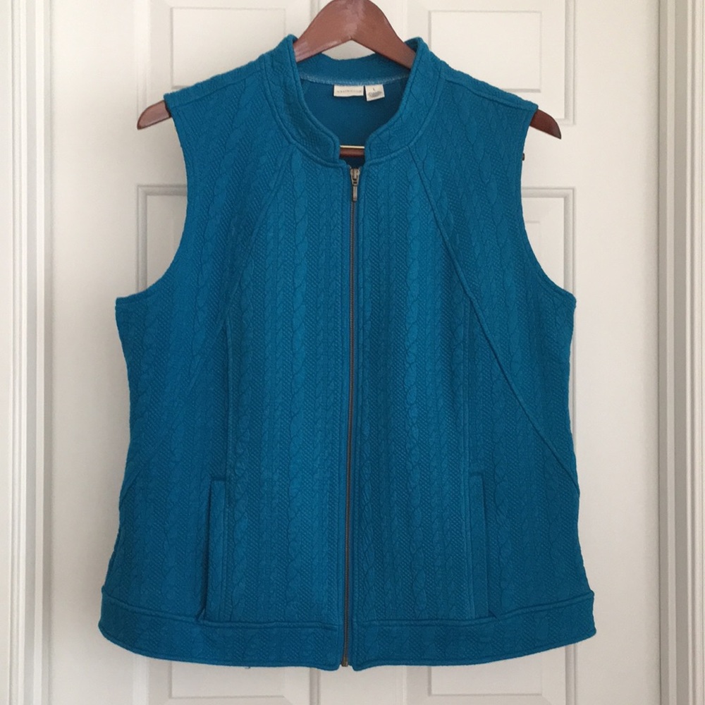 Westbound Vest Size Large Blue Sleeveless Zipper Pockets Copper Tone Hardware